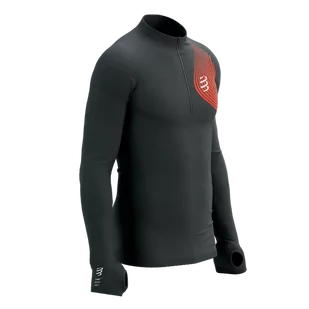 COMPRESSPORT Bluza do biegania męska WINTER TRAIL POSTURAL LS TOP black/red - Bluzy sportowe męskie - miniaturka - grafika 4