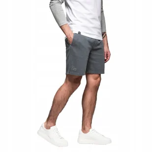 Dresowe krótkie spodenki męskie athleisure grafitowe OM-SRWS-0122 V3 r. L - Spodenki męskie - miniaturka - grafika 1