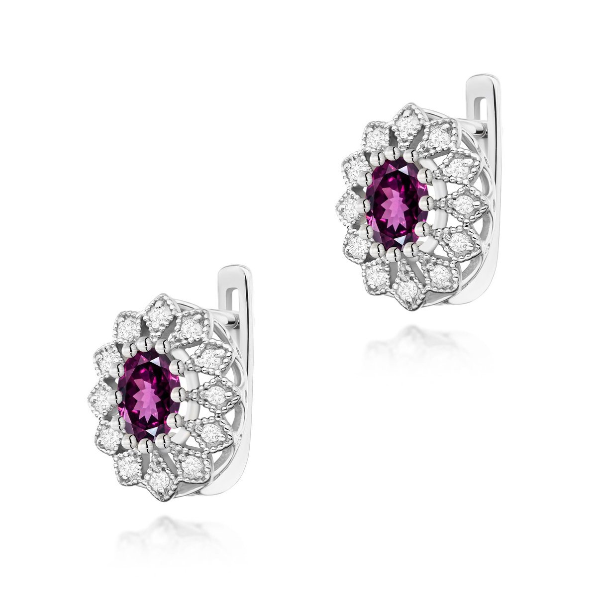Złote kolczyki Rodolit 2 x 0,50ct białe złoto pr. 585