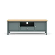 Szafki RTV - Zielona/naturalna szafka pod TV z litego drewna sosnowego 158x53 cm Misti – Marckeric - miniaturka - grafika 1