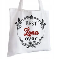 Torby i wózki na zakupy - Torba Bawełniana biała dla Żony Na Prezent ekologiczna Trwały Nadruk - miniaturka - grafika 1