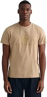 Koszulki męskie - GANT Męski t-shirt Tonal Archive Shield, Concrete beżowy, 3XL - miniaturka - grafika 1