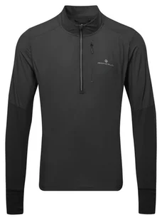 RONHILL Bluza biegowa męska TECH WIND-BLOCK 1/2 ZIP all black - Bluzy sportowe męskie - miniaturka - grafika 1