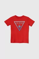 Koszulki dla chłopców - Guess t-shirt dziecięcy kolor czerwony z nadrukiem - miniaturka - grafika 1