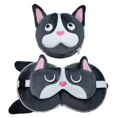 Akcesoria do fotelików - Pluszowa poduszka podróżna BULDOG        z maseczką - miniaturka - grafika 1