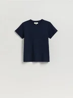 Koszulki i topy damskie - Reserved - Bawełniany t-shirt - granatowy - miniaturka - grafika 1