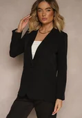 Marynarki i żakiety damskie - Czarna Marynarka z Imitacją Kieszeni i Usztywnioną Linią Ramion Vivissea - miniaturka - grafika 1