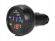 Ładowarki samochodowe - Ładowarka USB 2.1A zapalniczki woltomierz 12/24V - miniaturka - grafika 1
