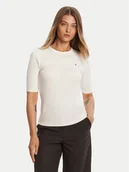 Bluzki damskie - Tommy Hilfiger Bluzka WW0WW47308 Écru Slim Fit - miniaturka - grafika 1