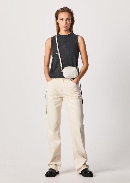 Pepe Jeans Beżowe Jeansy Damskie Długie 34/32 P9L