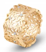 Pierścionki - ZŁOTY PIERŚCIONEK Z KWIATAMI KWIATY FIORI 585 - miniaturka - grafika 1