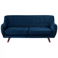 Sofy i kanapy - Beliani Sofa trzyosobowa welur ciemnoniebieska BODO - miniaturka - grafika 1