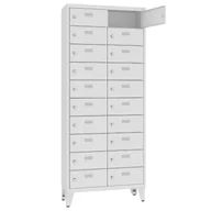 Szafki BHP - Podwójna szafka skrytkowa z 20 schowkami na śniadanie MSUS 4210 na nogach - miniaturka - grafika 1