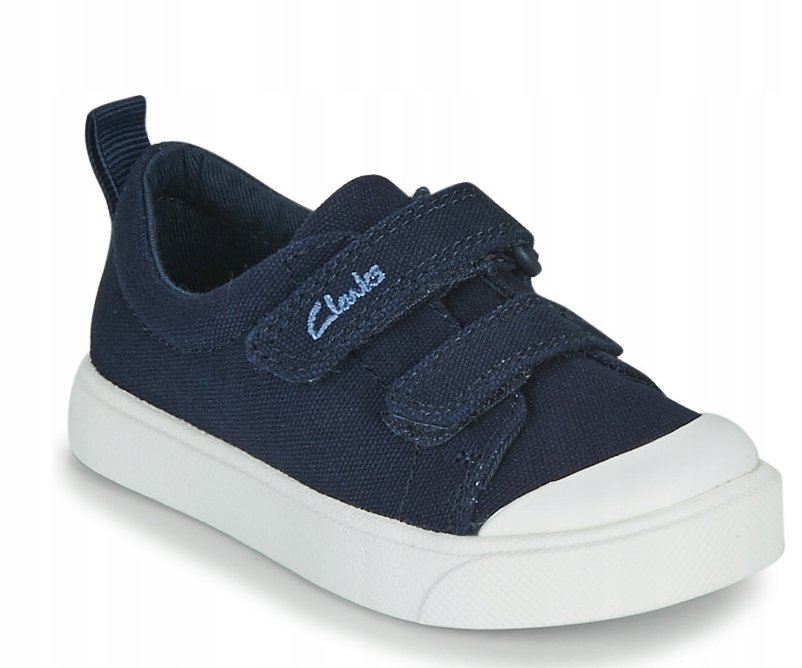 CLARKS TRAMPKI GRANATOWE NISKIE NA RZEPY DZIECIĘCE 22,5 1Ż5R