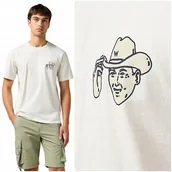Koszulki męskie - Wrangler SMALL GRAPHIC TEE Vintage biała bawełniana koszulka t-shirt M - miniaturka - grafika 1