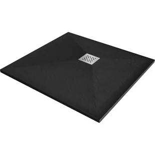 Mexen Stone+ brodzik kompozytowy kwadratowy 80 x 80 cm, czarny - Brodziki prysznicowe - miniaturka - grafika 1