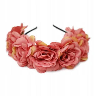 Opaska wianek uniwersalny różowe duże kwiaty - Ozdoby do włosów - miniaturka - grafika 1