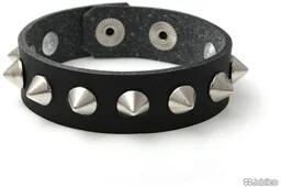 BRANSOLETKA ĆWIEKI KOLCE gothic rock punk kolor czarny skórzane ćwieki (aj598) - Bransoletki - miniaturka - grafika 1