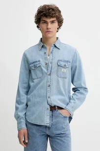 Guess Jeans koszula bawełniana męska kolor niebieski regular z kołnierzykiem klasycznym M5GH56 D5M82 - Koszule męskie - miniaturka - grafika 1