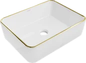 Umywalki - Mexen Catia umywalka nablatowa 48 x 37 cm, biała/złota rant - 21314805 - miniaturka - grafika 1