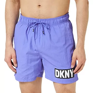 Spodenki damskie - DKNY Męskie kąpielówki/szorty w kolorze fioletowym, nylonowym, szybkoschnące spodenki dla dorosłych, stroje kąpielowe ze sznurkiem i elastycznym pasem, Fioletowy, S - grafika 1