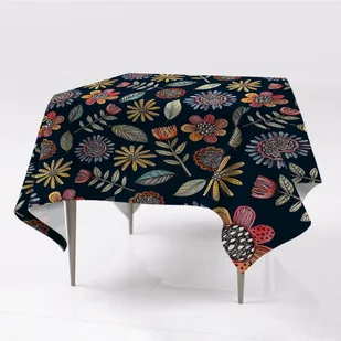 Obrus na stół gładki prostokątny Kolorowe kwiaty, Fabricsy, 150x150 cm - Obrusy i serwetki - miniaturka - grafika 1