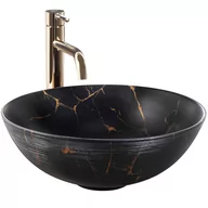 Umywalki - Rea Umywalka nablatowa REA Stella Black Marble Brush - miniaturka - grafika 1