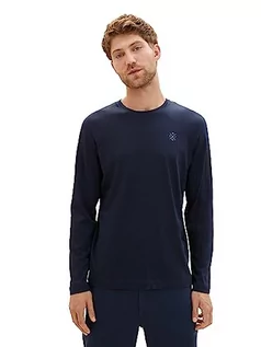 Koszulki męskie - TOM TAILOR Męski T-shirt z długim rękawem, 10302 – Dark Blue, L - grafika 1