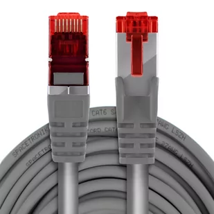 Kabel RJ45 CAT 6 S/FTP AWG27 LSZH szary 10m - Patchcordy - miniaturka - grafika 1