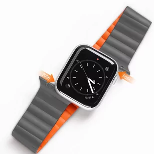 Dux Ducis Magnetic Strap pasek do Watch 7 / 6 / 5 / 4 / 3 / 2 / SE (41 / 40 / 38mm) magnetyczna opaska szaro-pomarańczowy (Chain Version) - Etui i futerały do telefonów - miniaturka - grafika 1