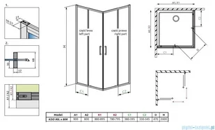 Radaway Premium Pro Black Kdd kabina 90x80cm szkło przejrzyste 1017090-54-01L/1017080-54-01R - Kabiny prysznicowe Radaway Premium Pro Black Kdd kabina 90x80cm szkło przejrzyste 1017090-54-01L/1017080-54-01R - Kabiny prysznicowe - miniaturka - grafika 2