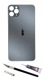 OEM Panel tylny czarny do iPhone 11 Pro Max Big Hole szkło tylne kłapka - Części serwisowe do telefonów - miniaturka - grafika 1