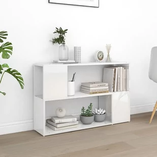 vidaXL Regał na książki, biały z połyskiem, 100x24x63 cm, płyta - Regały - miniaturka - grafika 1