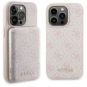 Etui i futerały do telefonów - Oryginalne Etui IPHONE 14 PRO Guess Hardcase + Powerbank MagSafe 4G Metal Logo 5000mAh (GUBPM5P14L4GEMGP) różowe - miniaturka - grafika 1