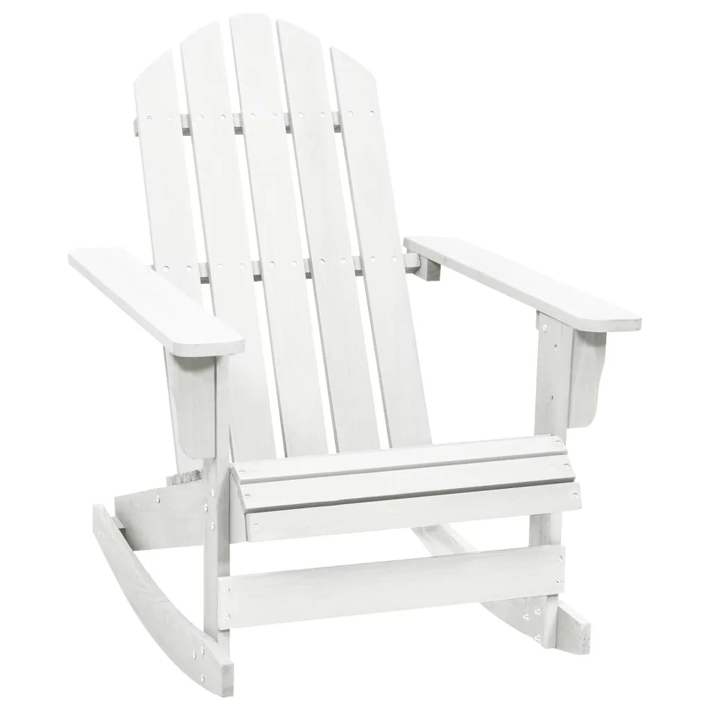 vidaXL Drewniane krzesło bujane (Białe)