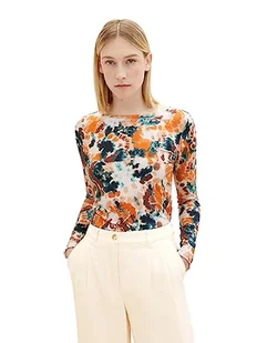 TOM TAILOR Damska koszulka z długim rękawem, 32367 - Grey Orange Tie Dye Floral, XL - Koszulki i topy damskie - miniaturka - grafika 1