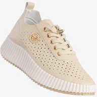 Półbuty damskie - Sneakersy Damskie Ekoskóra Buty Na Platformie Półbuty Beżowe MSMG TL551-8 Beżowy 40 - miniaturka - grafika 1
