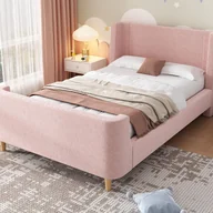 Łóżka dla dzieci i młodzieży - Łóżko dziecięce 90x200 cm tapicerowane różowym aksamitem (materac nie wchodzi w skład zestawu) - miniaturka - grafika 1