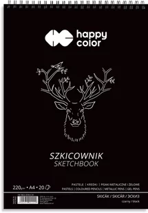 GDD Szkicownik na spirali A4/20K czarny HAPPY COLOR - Szkolne artykuły papiernicze - miniaturka - grafika 1