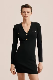 Sukienki - Mango sukienka kolor czarny mini dopasowana - grafika 1
