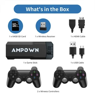 AMPOWN GD20 Game Stick with 2 Wireless Game Console, Emuelec 4.3, 256GB TF Card 70000  Games, 4K HDMI Output - Konsole i gry retro - miniaturka - grafika 8