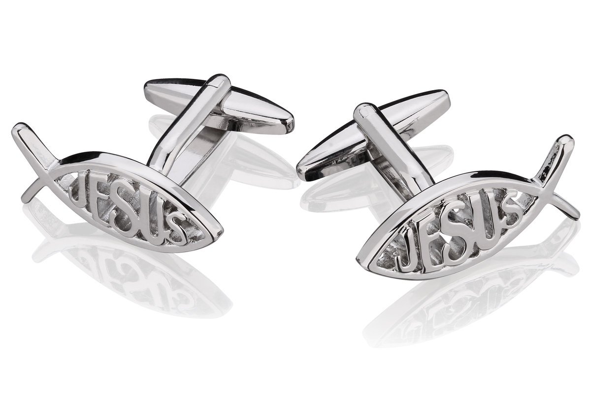 Spinki do mankietów X2 Ryba Symbol Jesus