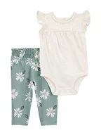 Body dla niemowląt - carter's 2-częściowy zestaw w kolorze biało-zielonym - miniaturka - grafika 1