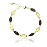 Bransoletki - ankabizuteria.pl Śliczna bransoletka srebrna pozłacana z żółtym i wiś - miniaturka - grafika 1