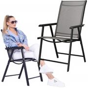 Fotele i krzesła ogrodowe - Składane krzesło ogrodowe metalowe czarne na balkon GC0022 - miniaturka - grafika 1