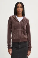 Bluzy damskie - Juicy Couture bluza ROBERTSON CLASS damska kolor brązowy z kapturem gładka JCAP176EU - miniaturka - grafika 1