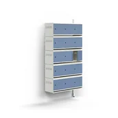 Szafki na buty - Szafka na buty ENTRY, moduł dodatkowy, naścienna, 15 metalowych drzwi, 1800x900x300 mm, biały/niebie - miniaturka - grafika 1