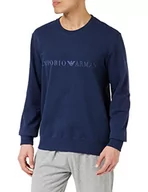 Bluzy męskie - Emporio Armani Underwear męska bluza z logo Terry, granatowa, XXL, morski, XXL - miniaturka - grafika 1
