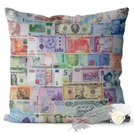 Poszewki na poduszki - Poszewka 3D bawełna satyna 40x40cm BANKNOTY - miniaturka - grafika 1