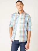 Koszule męskie - WRANGLER LS 1PKT BDOWN SHIRT WHITE W5A3OR989 S - miniaturka - grafika 1